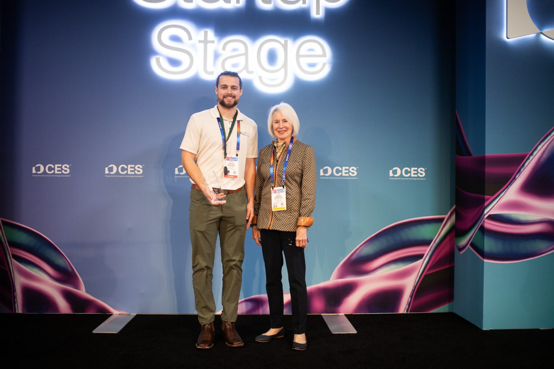 Austin Pollock with Karen Feinstein of the JHF