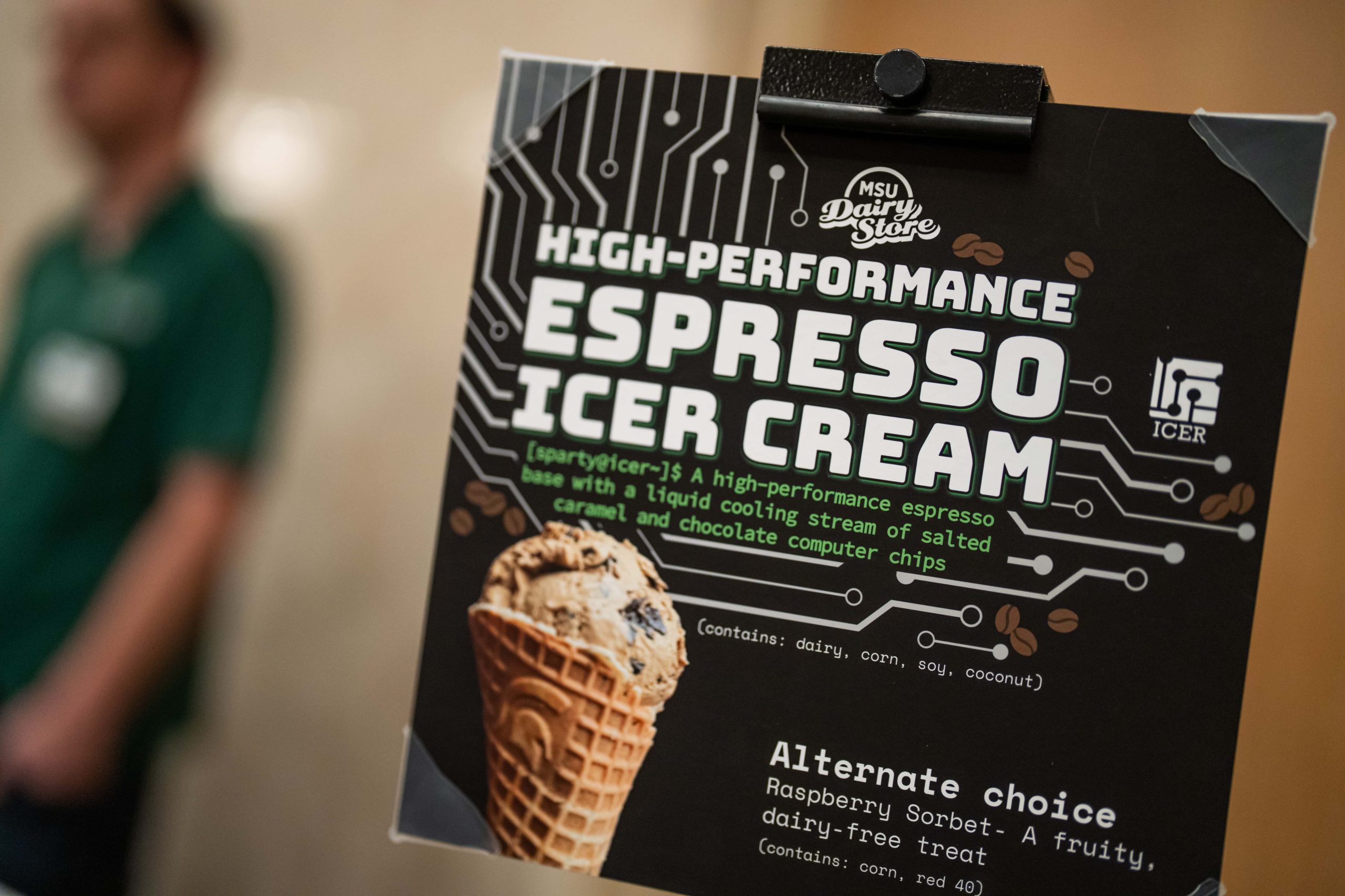 In honor of ICER's 20th anniversary, the MSU Dairy Store created "High-Performance Espresso ICER Cream" to hand out at the event and sell at the MSU Dairy Store in February.